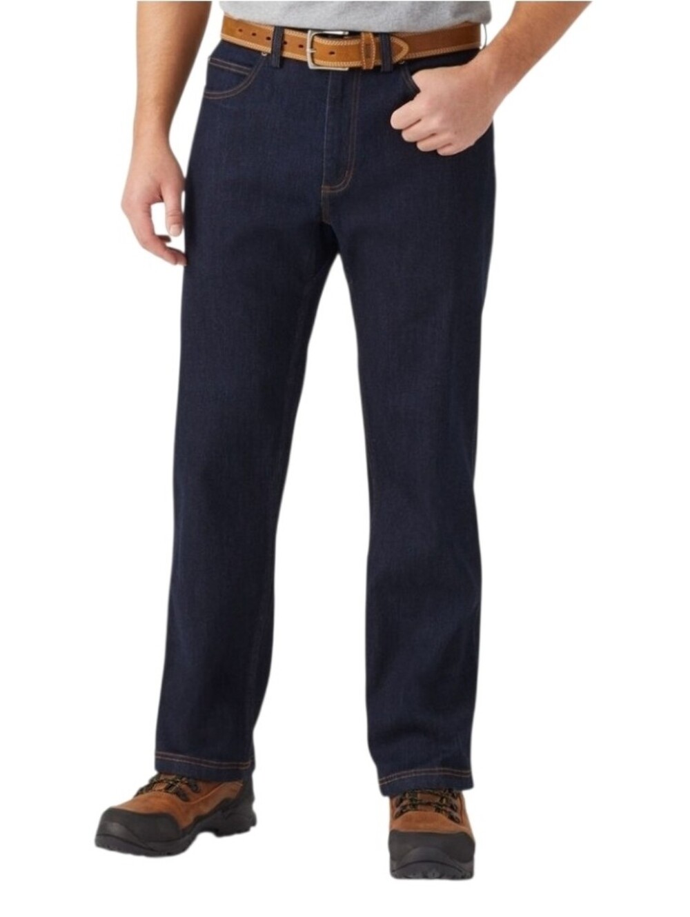Duluth Men's Flex Ballroom Coolmax Relaxed Fit Dark Wash Jeans. Size 42x32